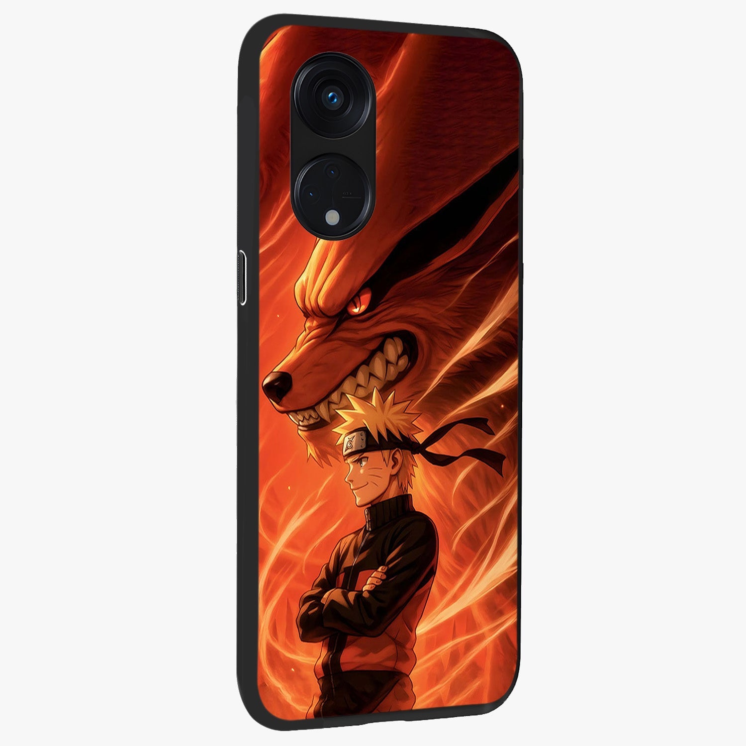 Nine Tails Legacy Glass Case upright view showcasing dramatic nine-tails artwork with intense anime themed design.