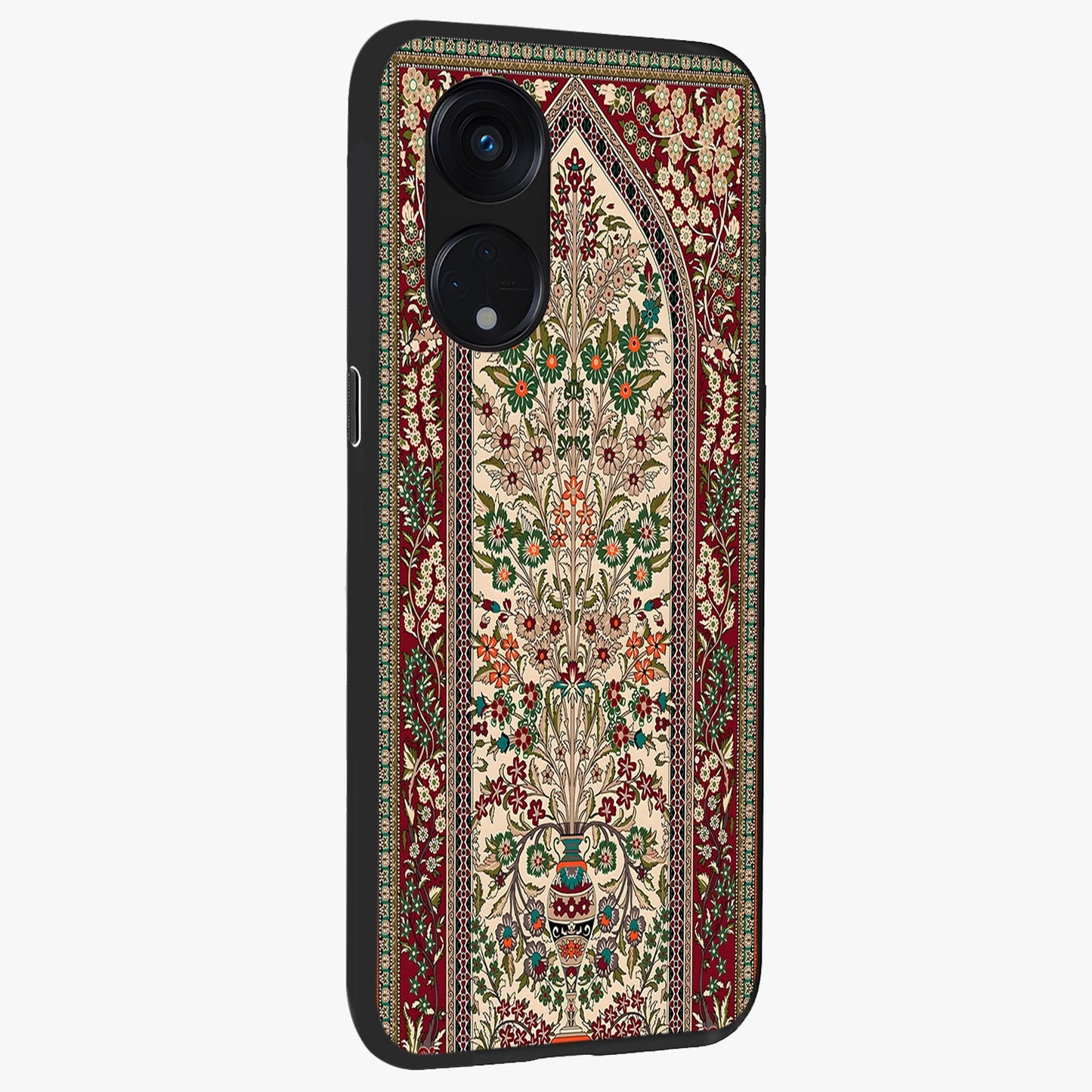 Persian Inspired Glass Case upright view showcasing decorative Persian artwork with rich heritage theme.
