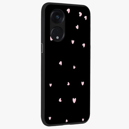 Pink Love Drops Glass Case upright view showcasing charming heart drop artwork with romantic playful theme.