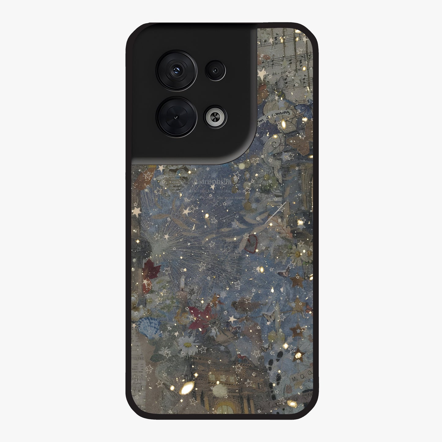 Aesthetic Astrolophia Glass Case showing flat back view with dreamy aesthetic design and glossy glass finish.
