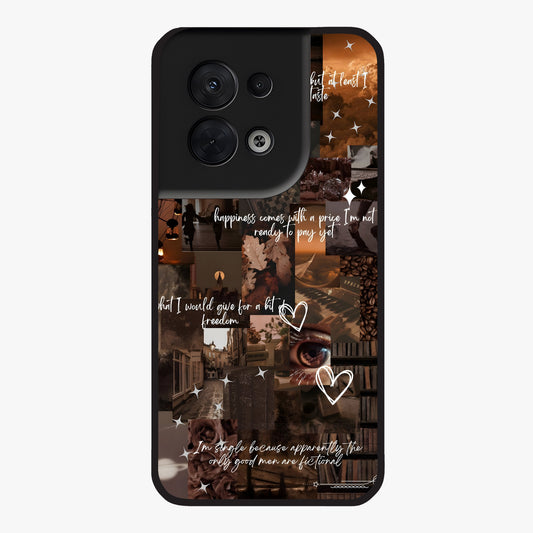 Bittersweet Aesthetic Chaos Glass Case showing flat back view with artistic chaotic aesthetic design and glossy glass finish.