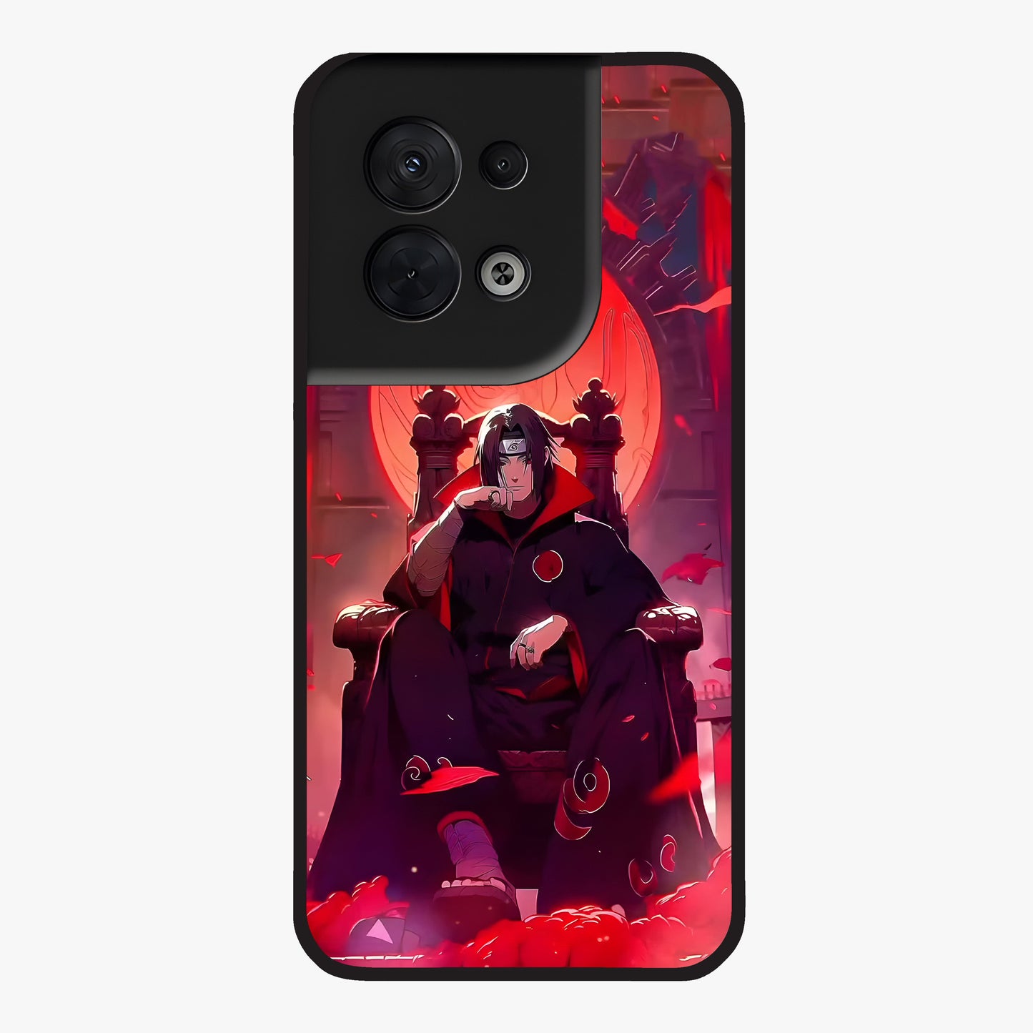 Blood Moon Sovereign Glass Case showing flat back view with mystical blood moon artwork and glossy glass finish.