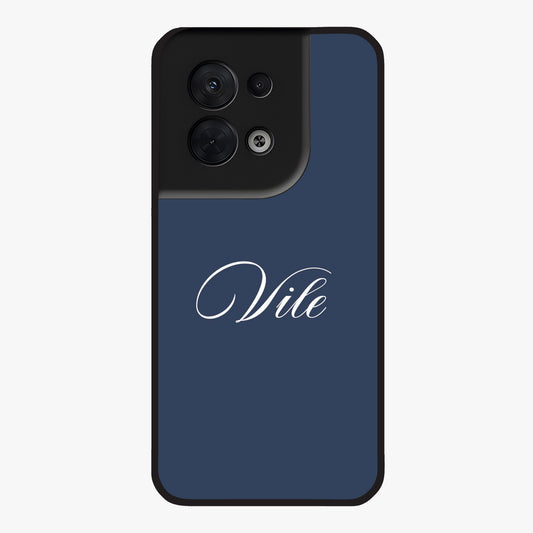 Blue Background Personalized Custom Name Glass Case showing flat back view with minimal blue background and custom name design.