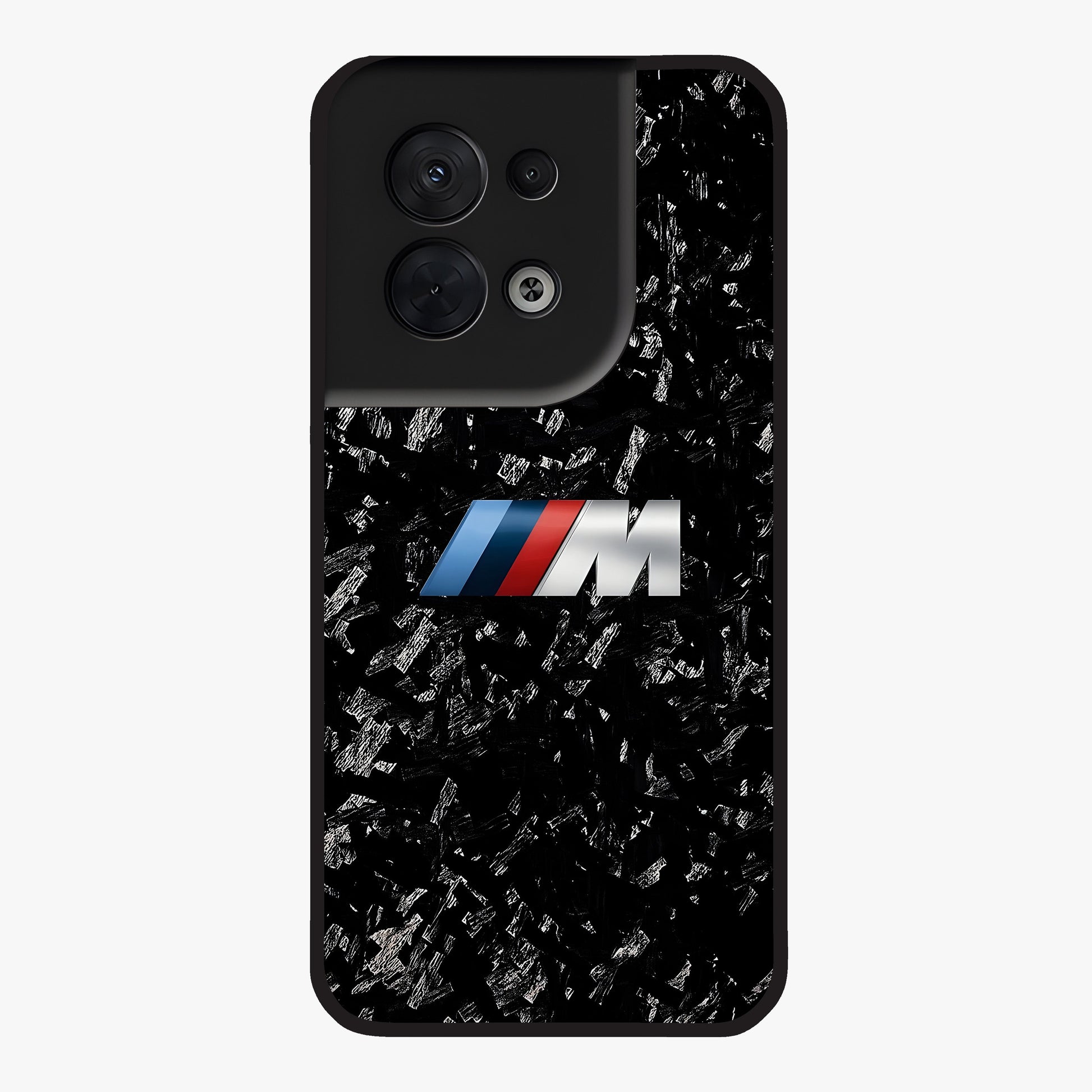 Carbon Speed Mark Glass Case showing flat back view with sporty carbon pattern artwork and glossy glass finish.