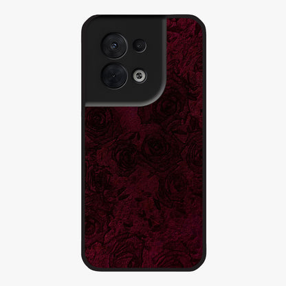 Crimson Fade Flow Glass Case showing flat back view with flowing crimson gradient artwork and glossy glass finish.