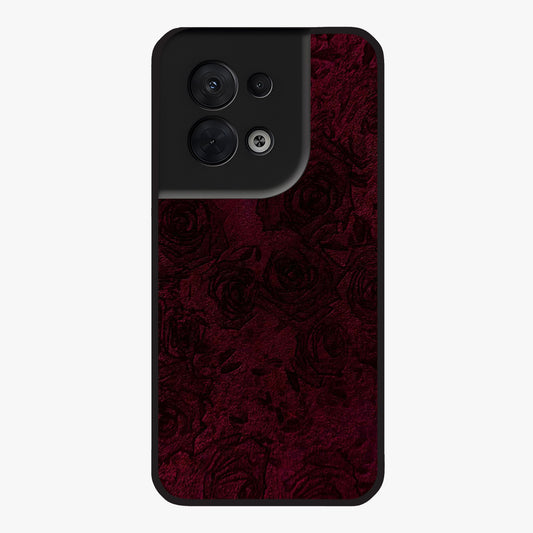 Crimson Fade Flow Glass Case showing flat back view with flowing crimson gradient artwork and glossy glass finish.