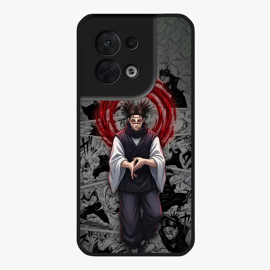 Cursed Ritual Ascension Glass Case showing flat back view with dark ritual themed artwork and glossy glass finish.
