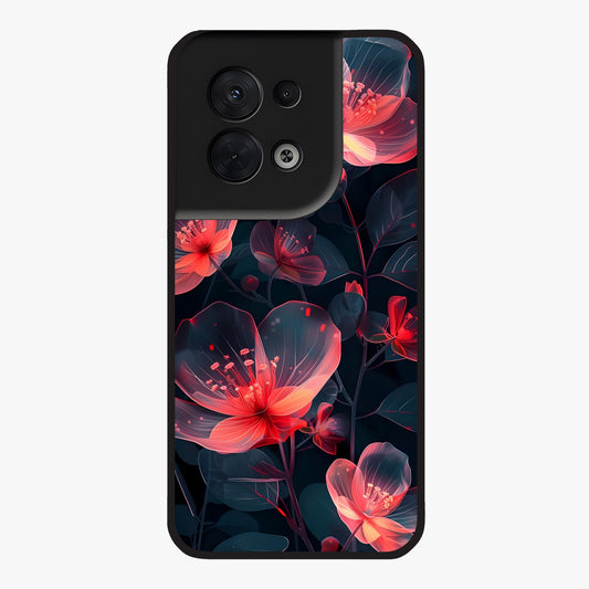 Dark Shade of Flower Glass Case showing flat back view with elegant dark floral artwork and glossy glass finish.