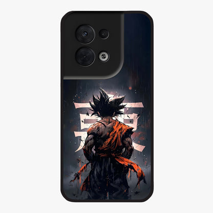Dark Warrior In Rain Glass Case showing flat back view with warrior artwork in rainy atmosphere and glossy glass finish.