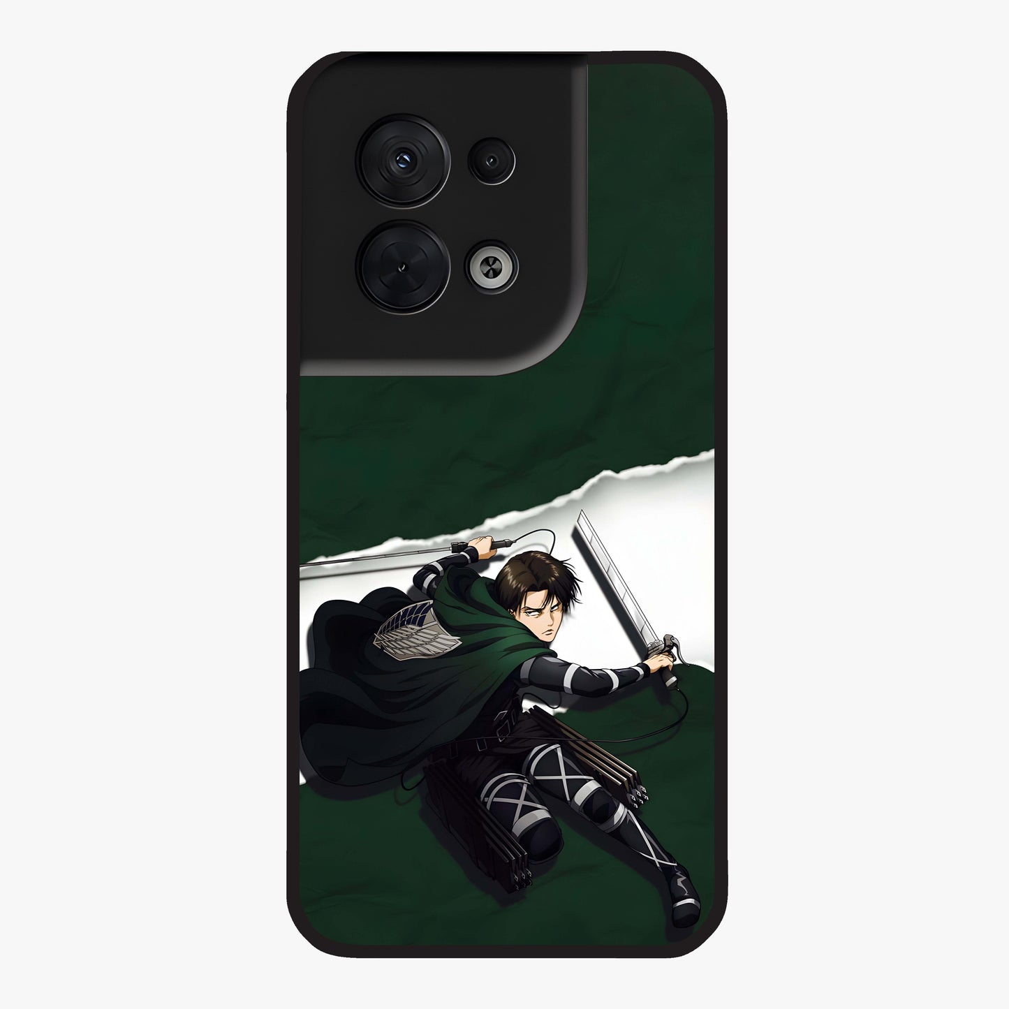 Emerald War Vanguard Glass Case showing flat back view with powerful warrior themed artwork and glossy glass finish.