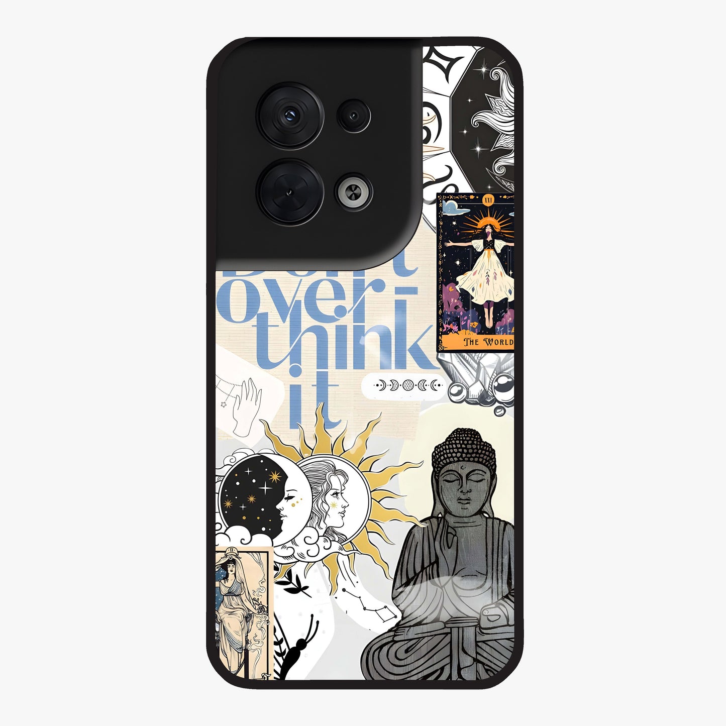 Ethereal Thoughts Glass Case showing flat back view with dreamy artistic artwork and glossy glass finish.
