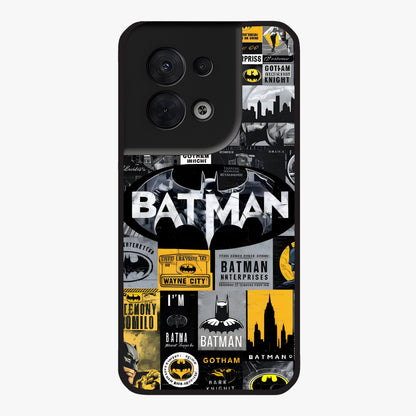 Knight Gotham Rise Glass Case showing flat back view with dark hero inspired artwork and glossy glass finish.