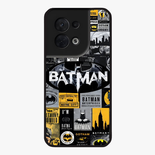 Knight Gotham Rise Glass Case showing flat back view with dark hero inspired artwork and glossy glass finish.