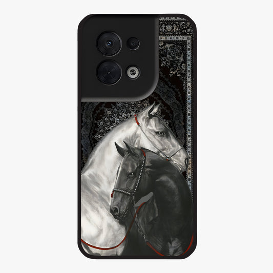 Majestic Ride Legacy Glass Case showing flat back view with powerful automotive inspired artwork and glossy glass finish.
