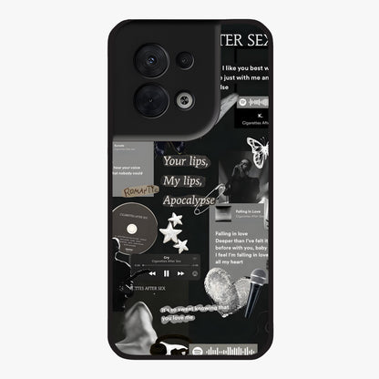 Midnight Love Echo Glass Case showing flat back view with romantic midnight themed artwork and glossy glass finish.