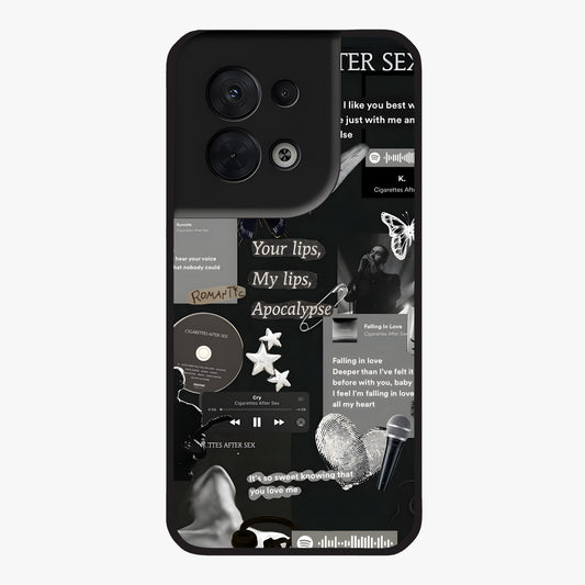 Midnight Love Echo Glass Case showing flat back view with romantic midnight themed artwork and glossy glass finish.