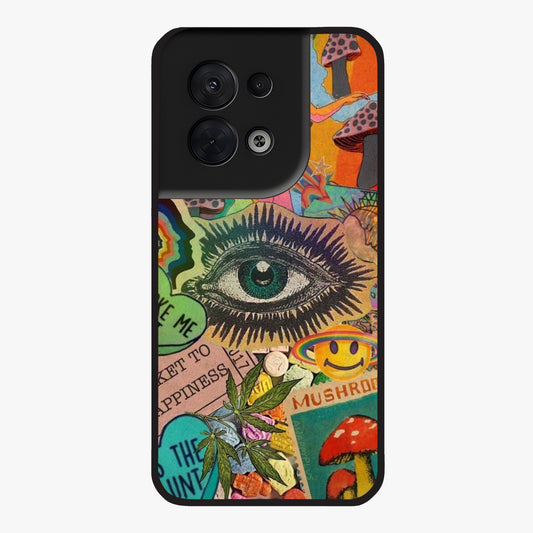 Mystic Eye Wonderland Glass Case showing flat back view with mystical eye themed artwork and glossy glass finish.