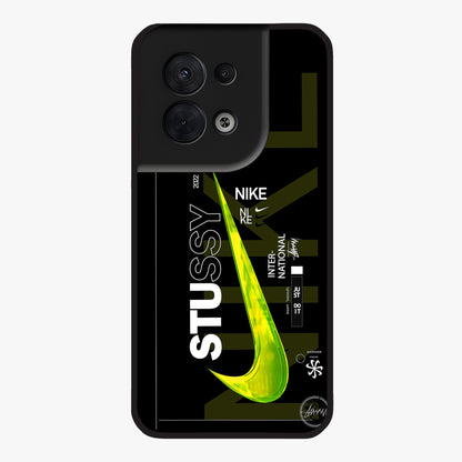Neon Street Edition Glass Case showing flat back view with neon street style artwork and glossy glass finish.