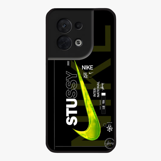 Neon Street Edition Glass Case showing flat back view with neon street style artwork and glossy glass finish.