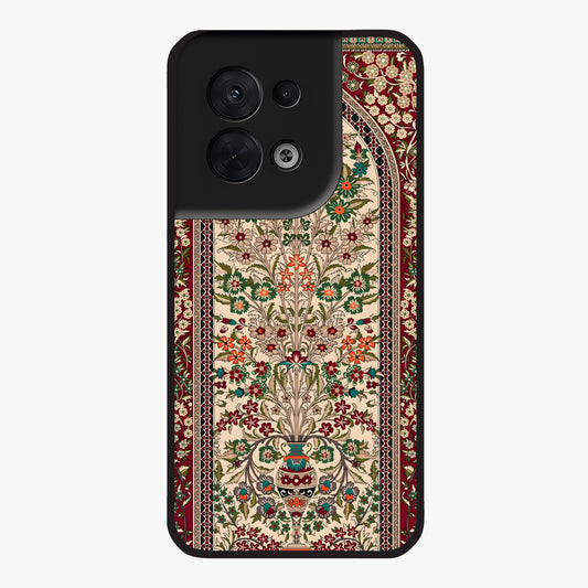 Persian Inspired Glass Case showing flat back view with ornate Persian style pattern artwork and glossy glass finish.