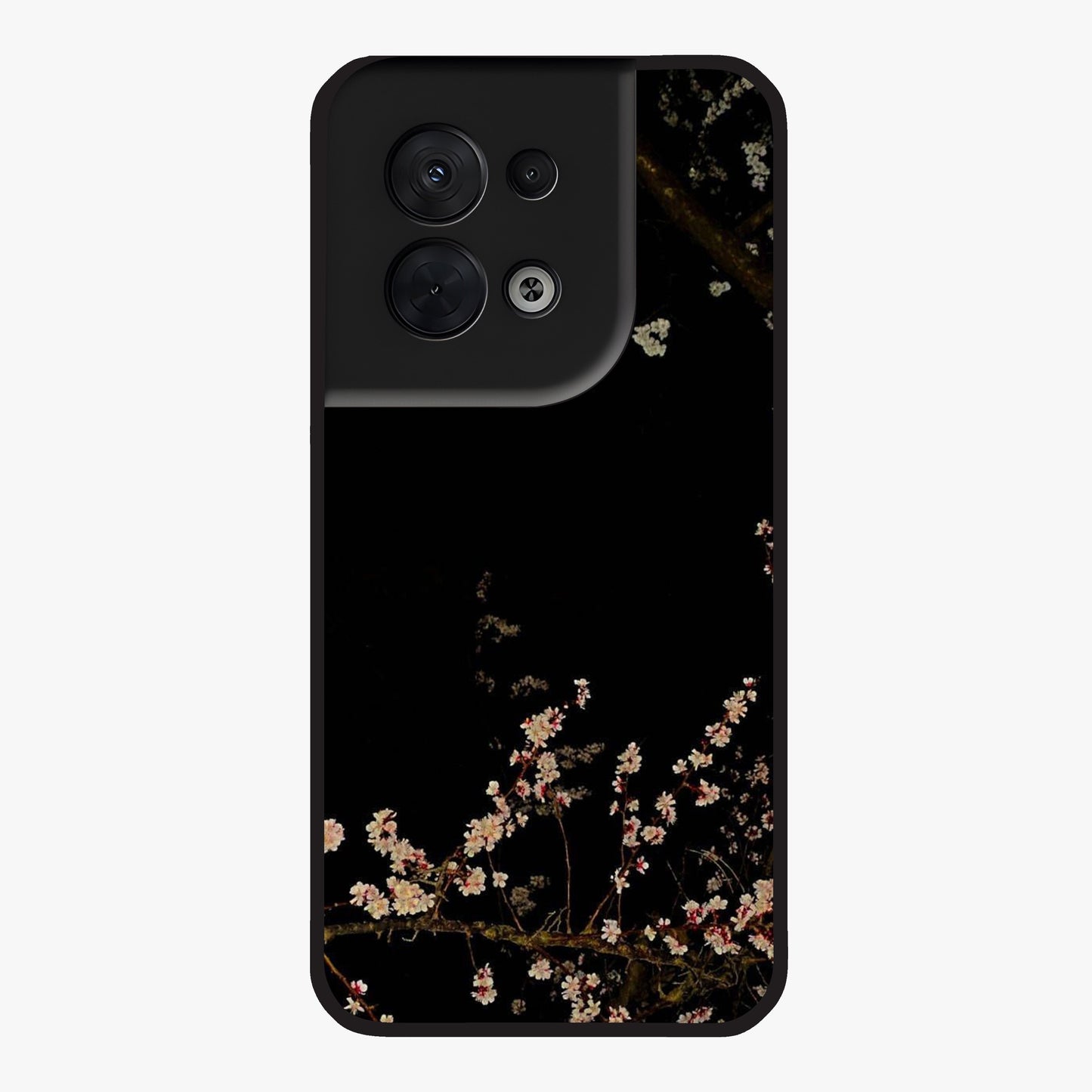 Petal Moon Light With Custom Name Glass Case showing flat back view with floral moonlight artwork and personalized name design.