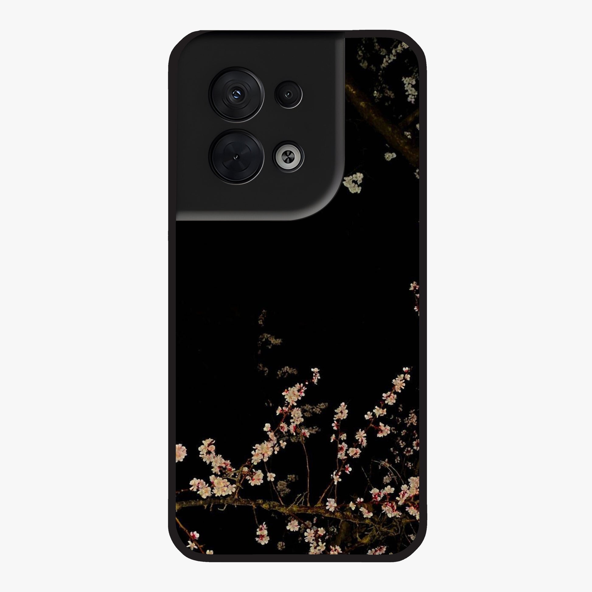 Petal Moon Light With Custom Name Glass Case showing flat back view with floral moonlight artwork and personalized name design.