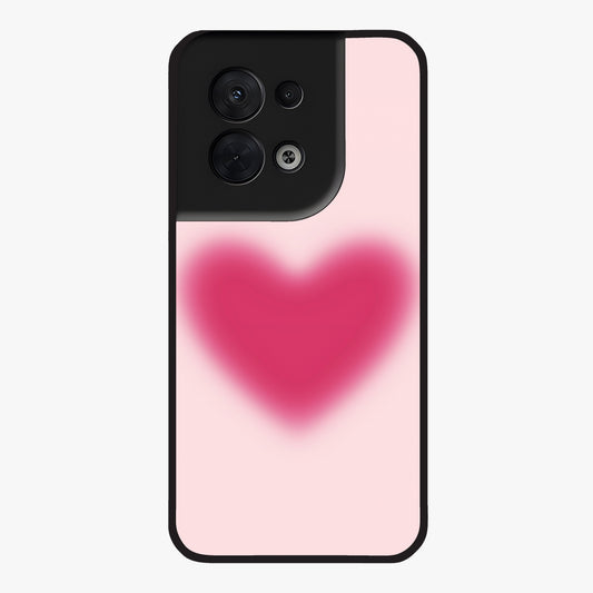 Pink Aura Heart Glass Case showing flat back view with glowing heart artwork and glossy glass finish.