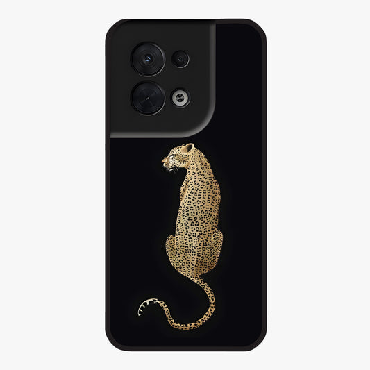 Regal Leopard Glass Case showing flat back view with bold leopard artwork and glossy glass finish.
