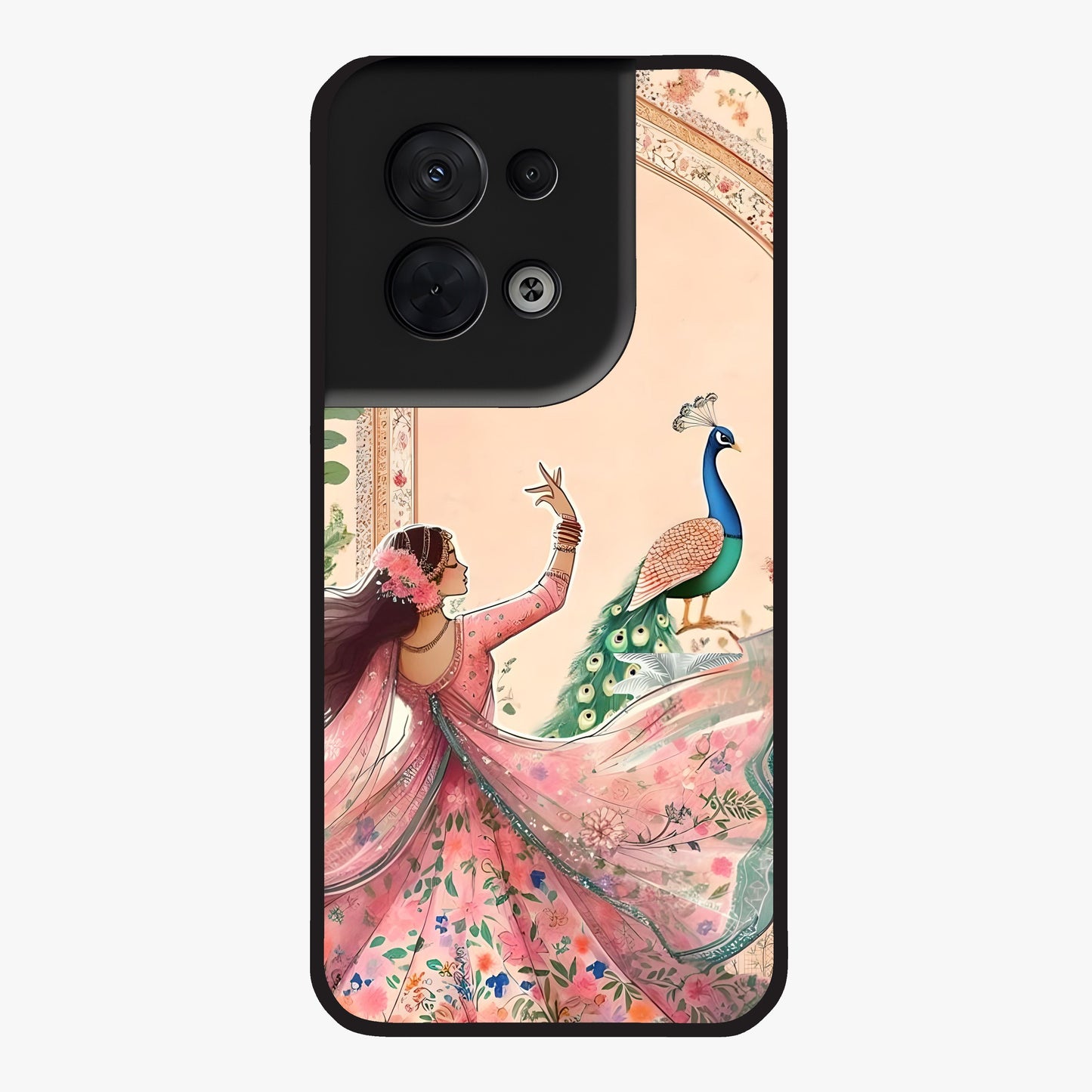Royal Grace Muse Glass Case showing flat back view with elegant artistic artwork and glossy glass finish.