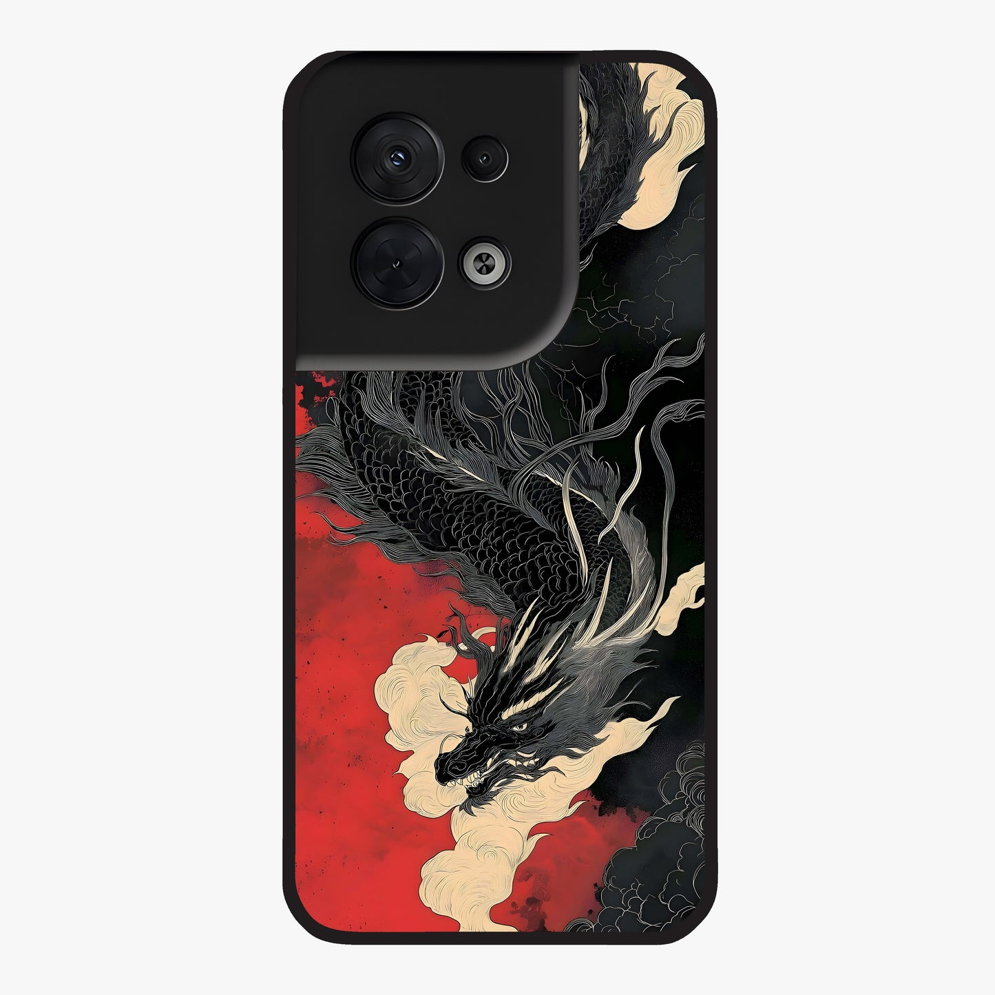 Shadow Dragon Fury Glass Case showing flat back view with fierce dragon artwork and glossy glass finish.