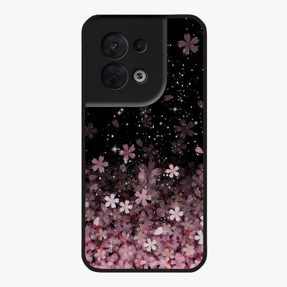 Small Starry Flowers Glass Case showing flat back view with delicate starry floral artwork and glossy glass finish.