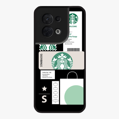 Starbucks Mocha Glass Case showing flat back view with coffee inspired artwork and glossy glass finish.