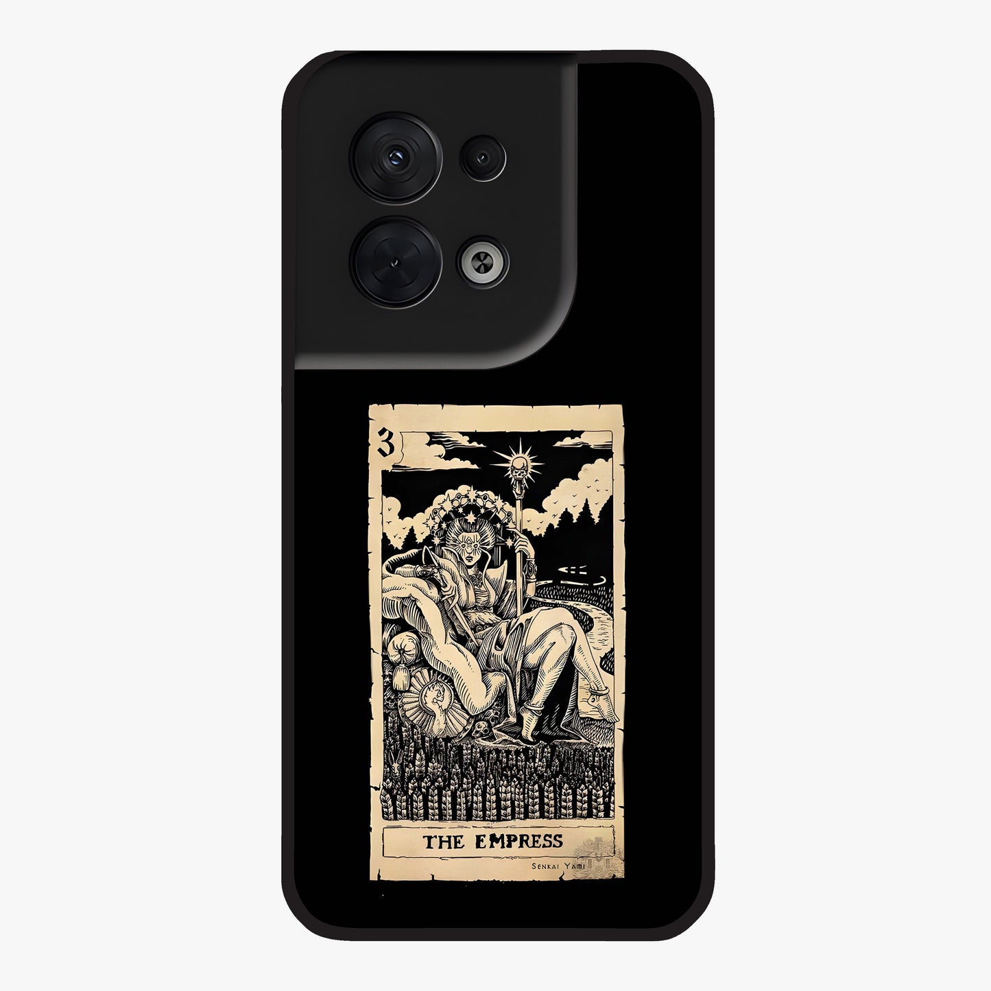 The Empress Glass Case showing flat back view with regal feminine artwork and glossy glass finish.