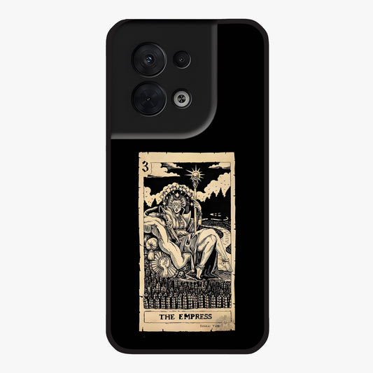 The Empress Glass Case showing flat back view with regal feminine artwork and glossy glass finish.