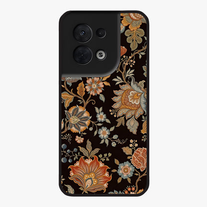 Vintage Floral Dream Glass Case showing flat back view with classic floral artwork and glossy glass finish.