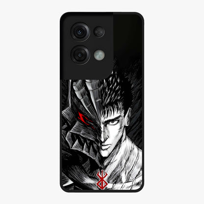 Berserker Blood Oath Glass Case showing flat back view with fierce warrior inspired artwork and glossy glass finish.