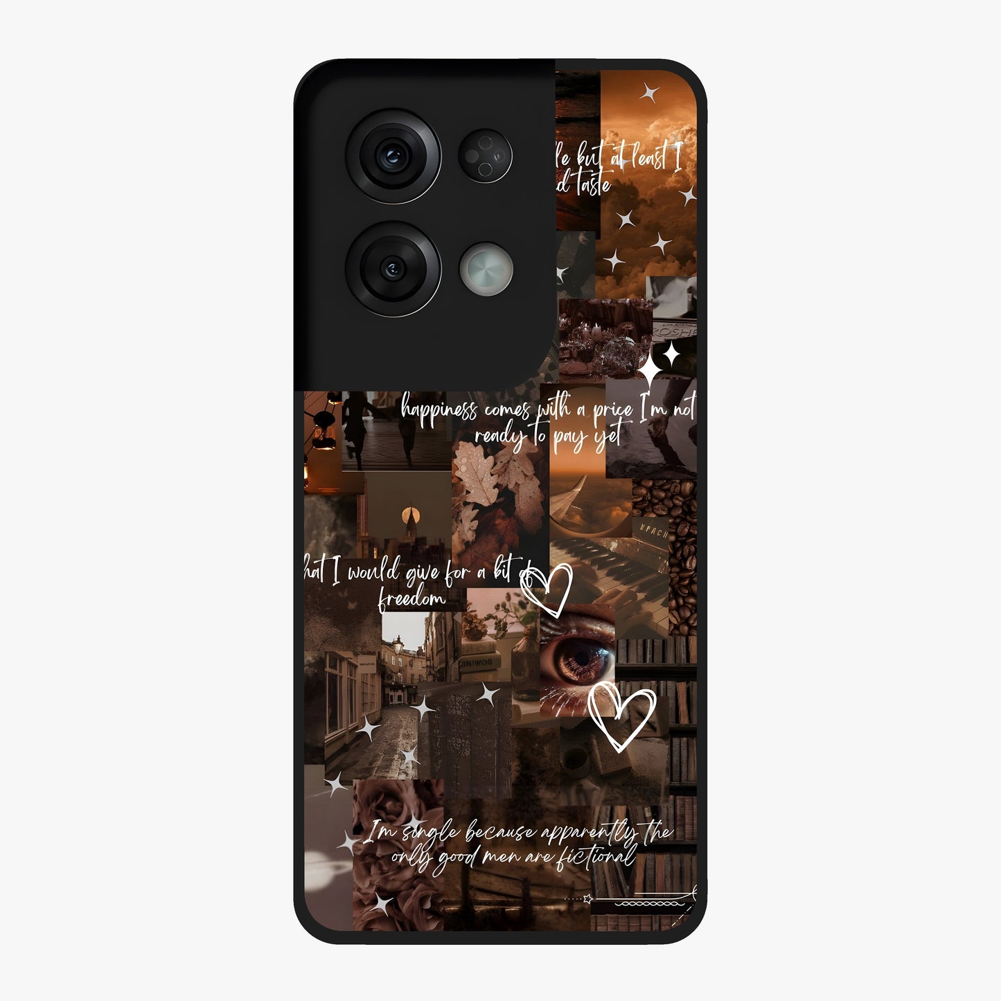 Bittersweet Aesthetic Chaos Glass Case showing flat back view with artistic chaotic aesthetic design and glossy glass finish.