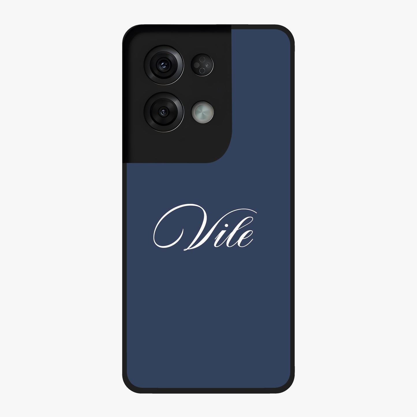 Blue Background Personalized Custom Name Glass Case showing flat back view with minimal blue background and custom name design.