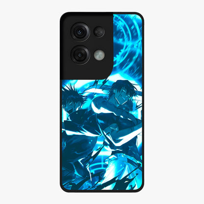 Cursed Energy Clash Glass Case showing flat back view with intense cursed energy artwork and glossy glass finish.