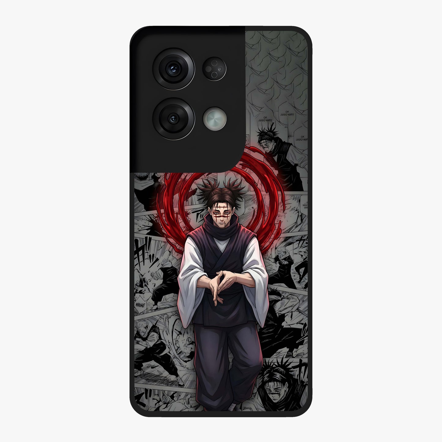 Cursed Ritual Ascension Glass Case showing flat back view with dark ritual themed artwork and glossy glass finish.