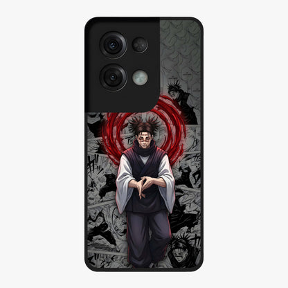 Cursed Ritual Ascension Glass Case showing flat back view with dark ritual themed artwork and glossy glass finish.