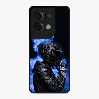 Cyber Sentinel Protocol Glass Case showing flat back view with futuristic cyber themed artwork and glossy glass finish.