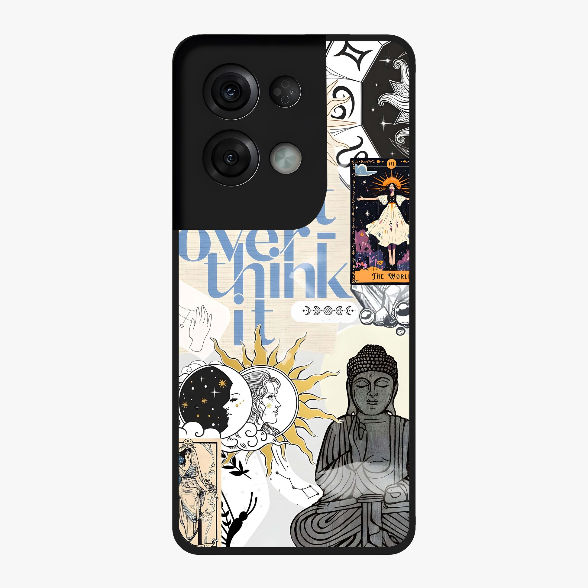 Ethereal Thoughts Glass Case showing flat back view with dreamy artistic artwork and glossy glass finish.