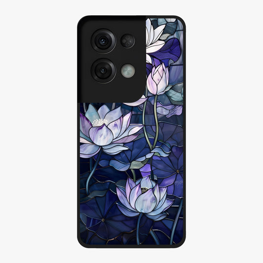Gloss Petal Rush Glass Case showing flat back view with glossy flower petal artwork and smooth glass finish.