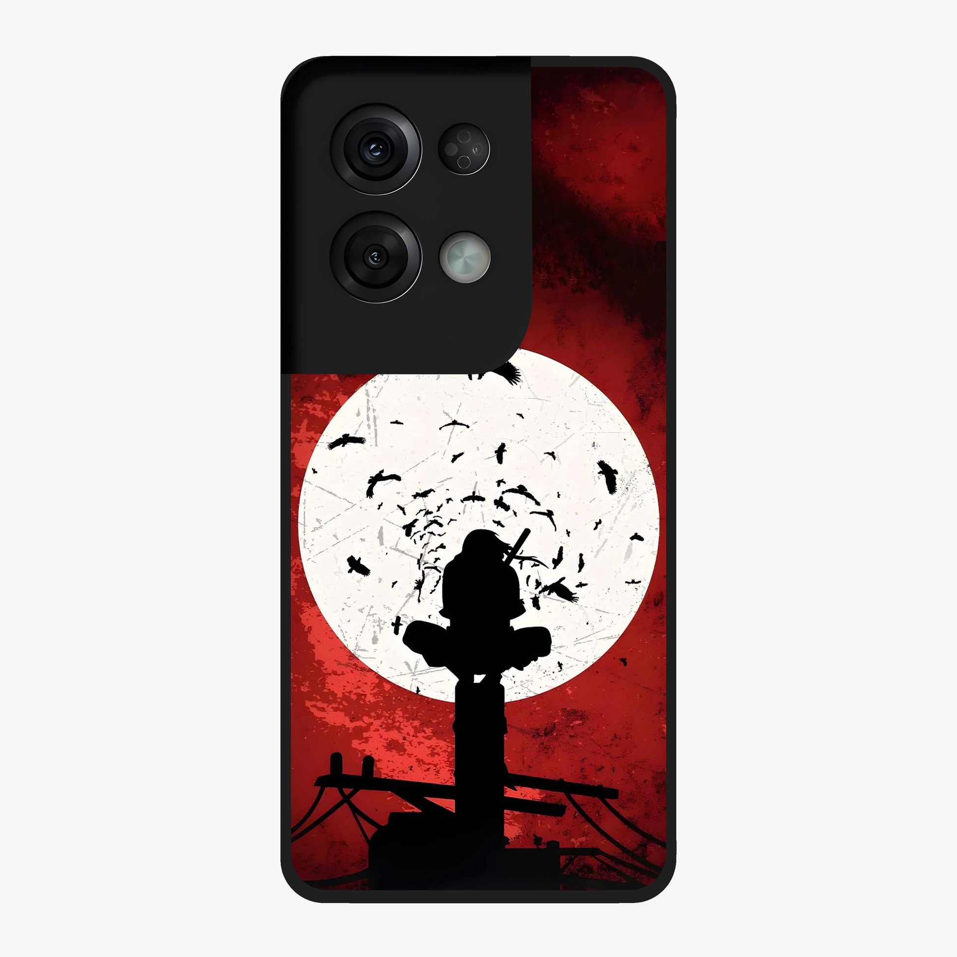 Itachi Limited Edition Naruto Anime Glass Case showing flat back view with iconic anime character artwork and glossy glass finish.