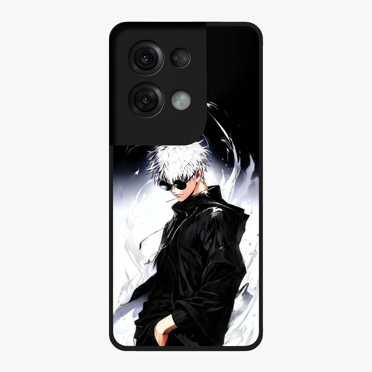 Limitless Shadow King Glass Case showing flat back view with powerful shadow warrior artwork and glossy glass finish.