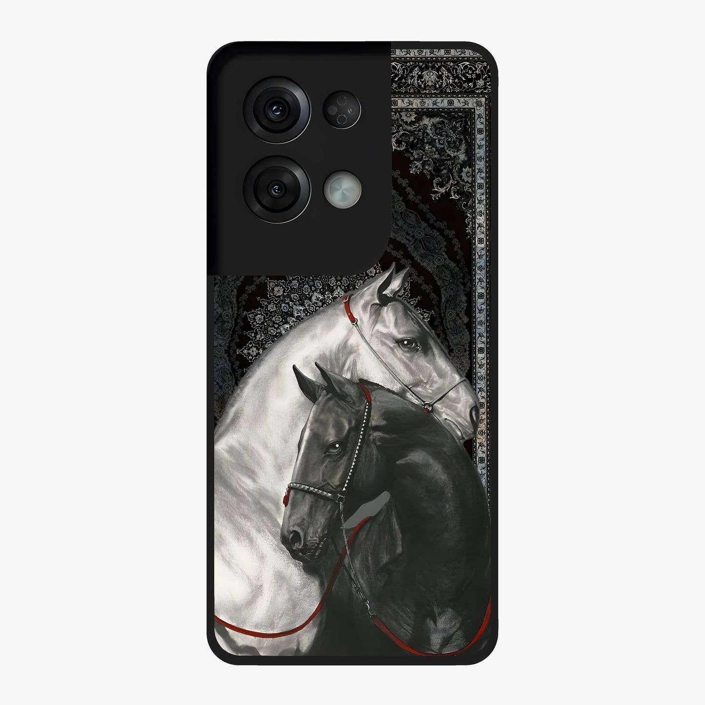 Majestic Ride Legacy Glass Case showing flat back view with powerful automotive inspired artwork and glossy glass finish.