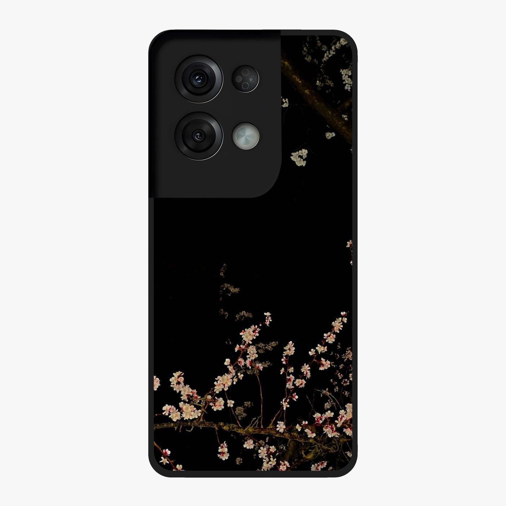 Petal Moon Light With Custom Name Glass Case showing flat back view with floral moonlight artwork and personalized name design.