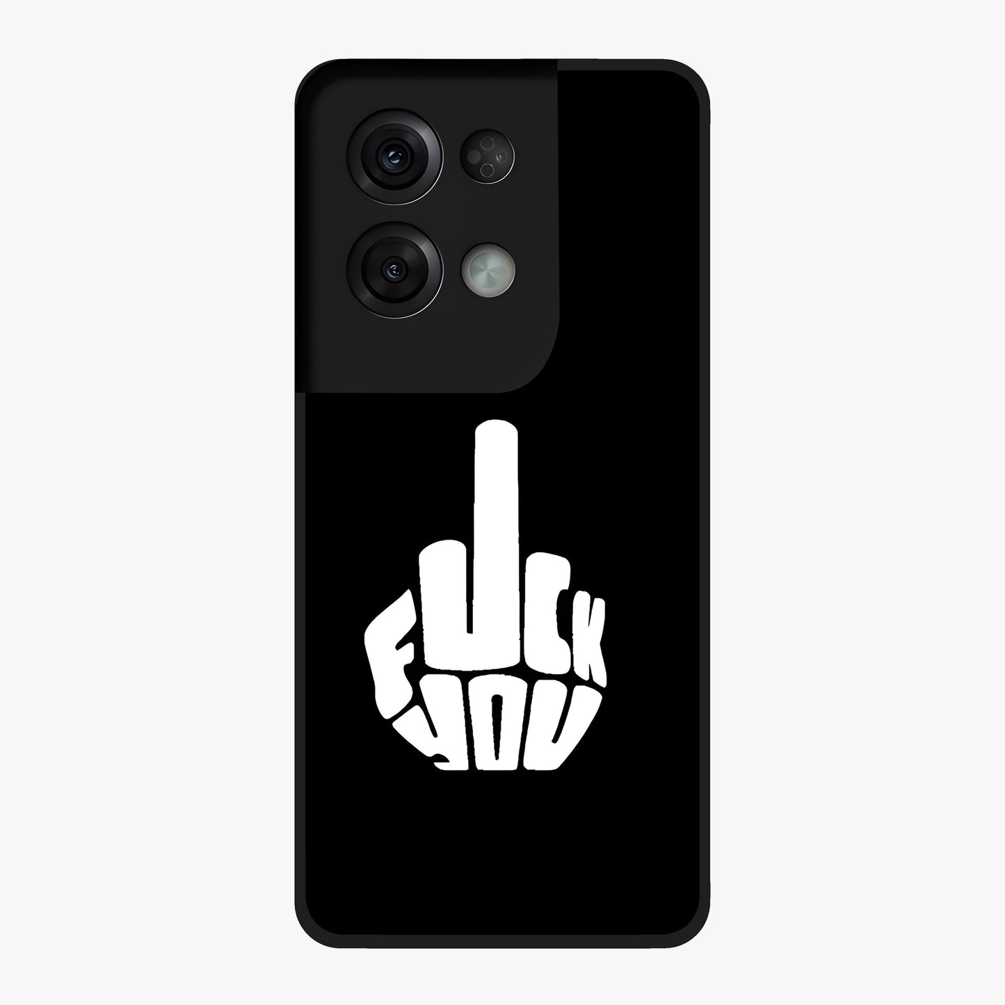 Rebel Mode On Glass Case showing flat back view with bold rebellious typography artwork and glossy glass finish.