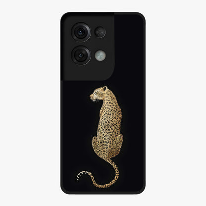 Regal Leopard Glass Case showing flat back view with bold leopard artwork and glossy glass finish.